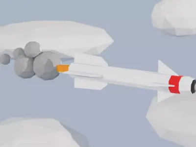Low Poly Heatseeking Missile for Mobile Games Low-poly 3D model