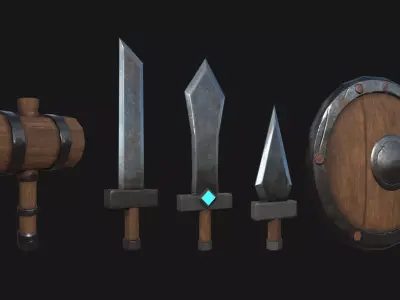  low poly melee weapons set Free low-poly 3D model