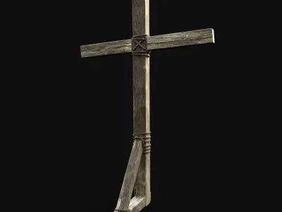 CROSS BIBLICAL JESUS CHRIST GOD SYMBOL WOODEN TORMENT CRUCIFIX Low-poly 3D model