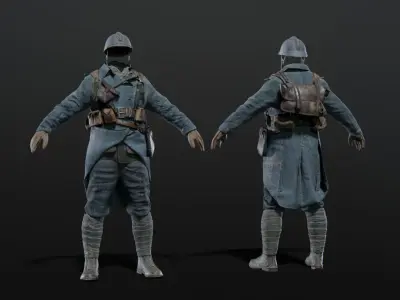 SOLDIER WWI French Rigged 3D model