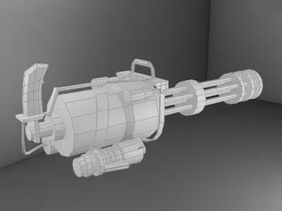 Minigun Low Poly grenade launcher Low-poly 3D model