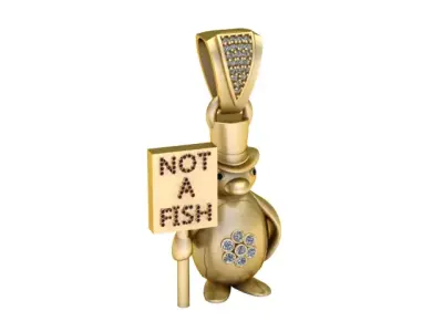 Golden Penguin Pendant Not A Fish 3D Printable Model 3D print model