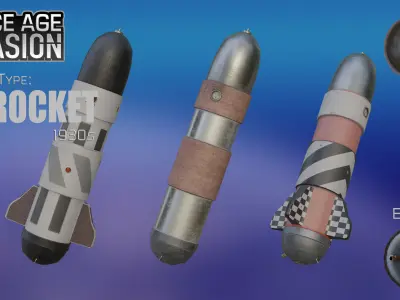 Space Age Invasion Massive Modular Rocket Pack Low-poly 3D model