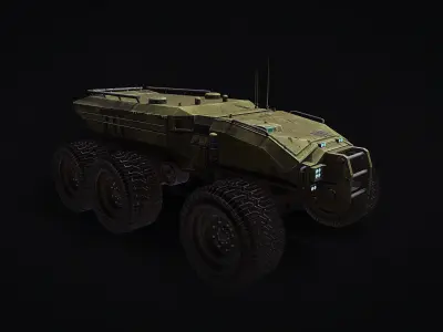 Technical Vehicle Green Source Files Attached 8K Textures Low-poly 3D model