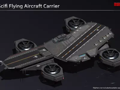 Flying Aircraft Carrier Low-poly 3D model