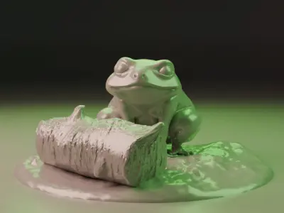 Frog diorama 3D print model