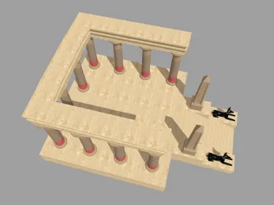 Low Poly Egyptian Temple 01 Low-poly 3D model