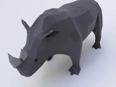 Rhino 3d model rhinoceros in low polygons Low-poly 3D model