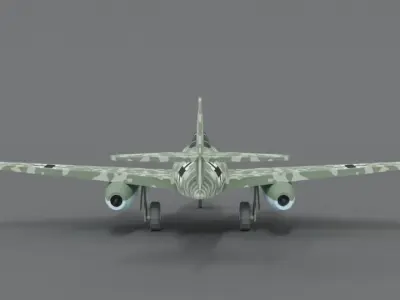 Low Poly Cartoon Messerschmitt Me 262 WWII Airplane Low-poly 3D model