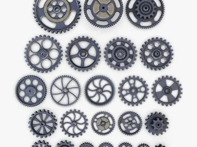 Gears Set Low Poly v 1 of 3D model