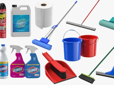 Cleaning Supplies And Tools Collection 3D model