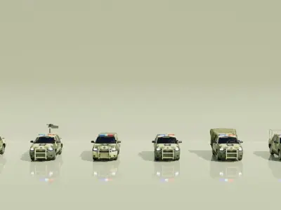 Realistic military vehicles ready for games and movies Low-poly 3D model