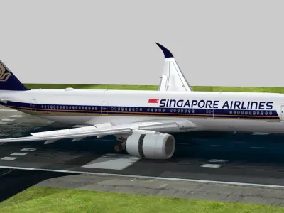 Airbus A350-900 XWB Singapore Airlines Low-poly 3D model