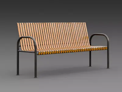Rustic orange bench 3D model