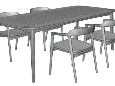 Dining Table Set - Chair - Furniture Free 3D model