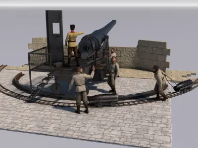 artillery battery krupp 3D model