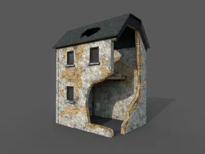 ww2 ruin pack Low-poly 3D model