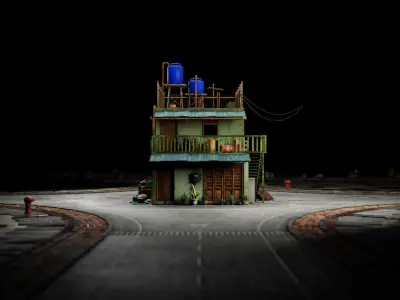 ASIAN URBAN BUILDING HONGKONG 05 Low-poly 3D model