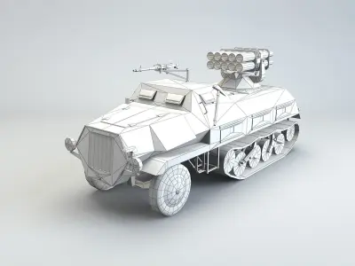 Low Poly 15 cm Panzerwerfer 42 Maultier Low-poly 3D model