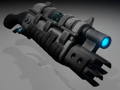 Sci-fi assault rifle with crystal Low-poly 3D model