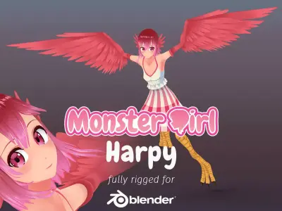 Monster Girl Harpy Low-poly 3D model