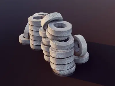 Used Tires Low-poly 3D model