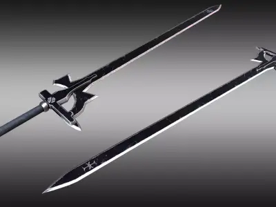 Sword Art Online Kirito Elucidator Sword Game Ready Low-poly 3D model