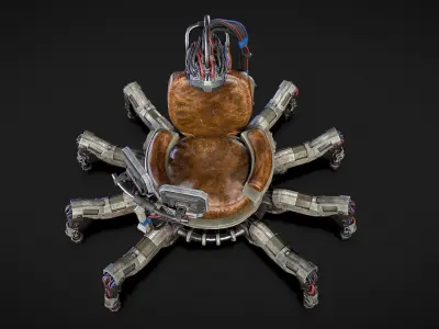 Scifi Dystopian Mechanical Chair robot Low-poly 3D model