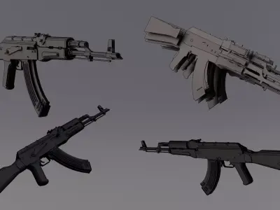 AK-47 Pannel Style Low-poly 3D model