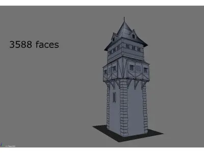 medieval tower Low-poly 3D model