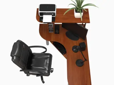 computer desk workstation 3D model