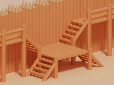 Medieval Wooden Castle Fort 3D model