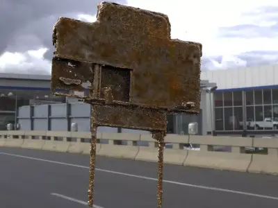 Sign placard old rusted 3D model 3D model