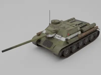 SU-100 Tank Destroyer Low-poly 3D model