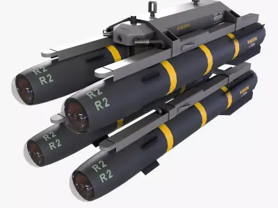 AGM-114 Hellfire Missile Launcher X4 Low-poly 3D model