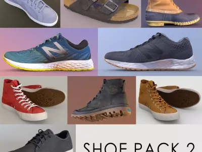 Shoe Pack 2 Low-poly 3D model