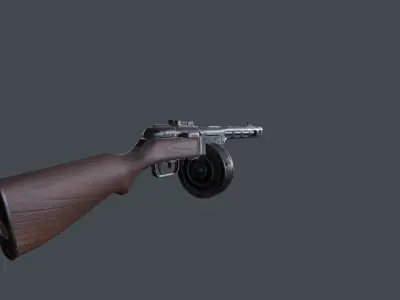 PPSH-41 WW2 SMG Low-poly 3D model