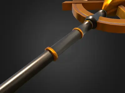 Magic Staff - Golden X Low-poly 3D model