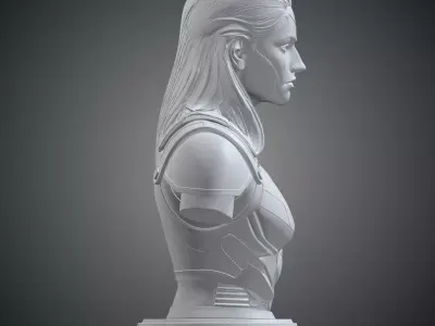 Sci-Fi Female Warrior Bust Cyberpunk Statue PM-336 3D print model