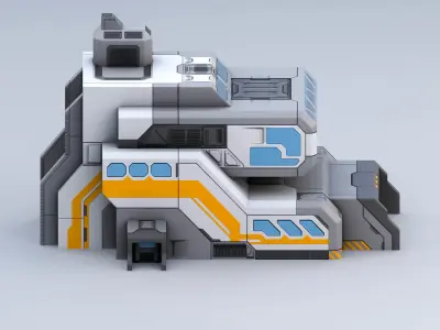 Sci-Fi Military Building - HQ Small Low-poly 3D model