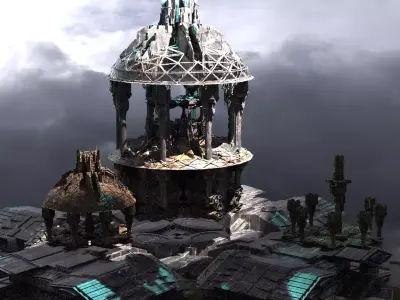 Dark Elven Sci-Fi Kings Towers Kit bash  3D model