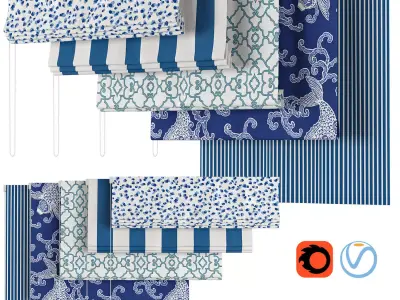 Roman Curtains 58 Loom Decor Blue only 3D model