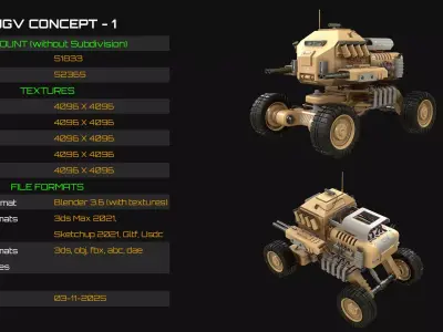 UGV Concept-1-Desert Low-poly 3D model