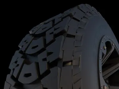 Off Road Truck Tire and Wheel 3D model
