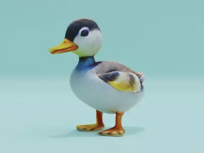 Baby Duck Cute Low-poly 3D model