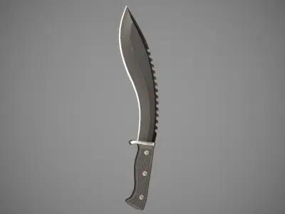Knife Sawback Kukri with Sheath Low-poly 3D model