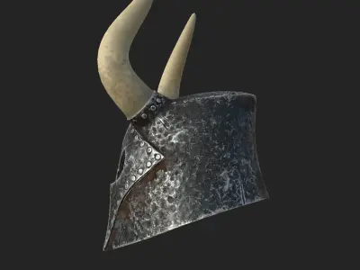 Rusty Helmet with Horns 3D model