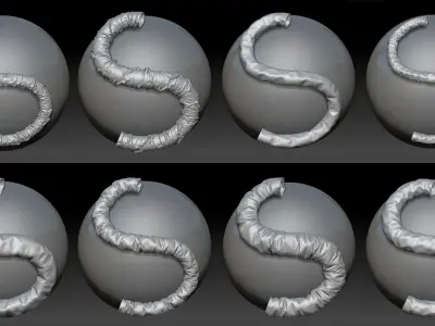 132 Zbrush Cables hoses pipes Brushes IMM curve and OBJ Meshes 3D model