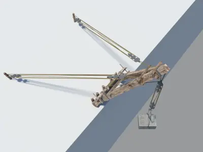 Ancient roman construction crane Pentaspastos - simple Low-poly 3D model