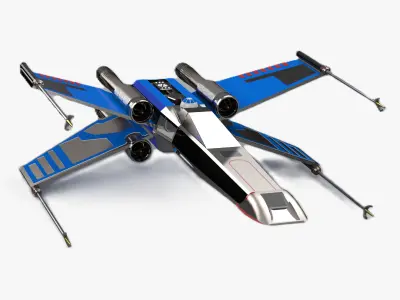 Futuristic Space Fighter Jet with Split Wings Sci-Fi Model 3D model